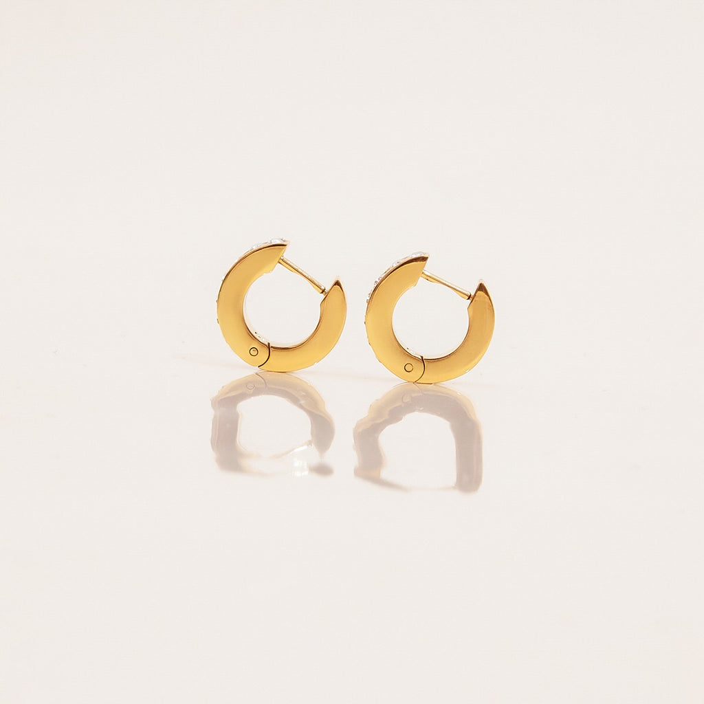 18K Gold Temptation Bling Small Hoop Huggie Earrings