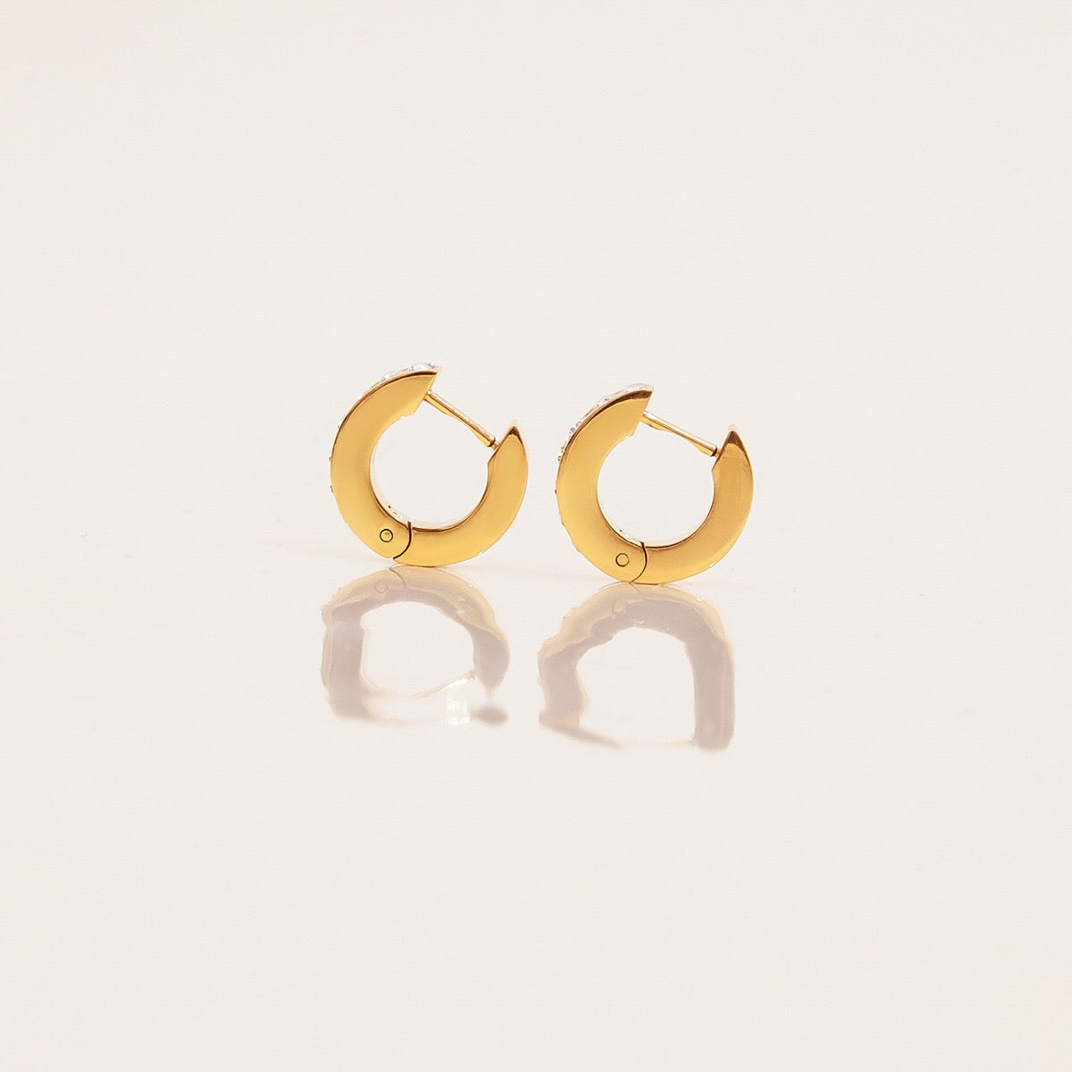 18K Gold Temptation Bling Small Hoop Huggie Earrings