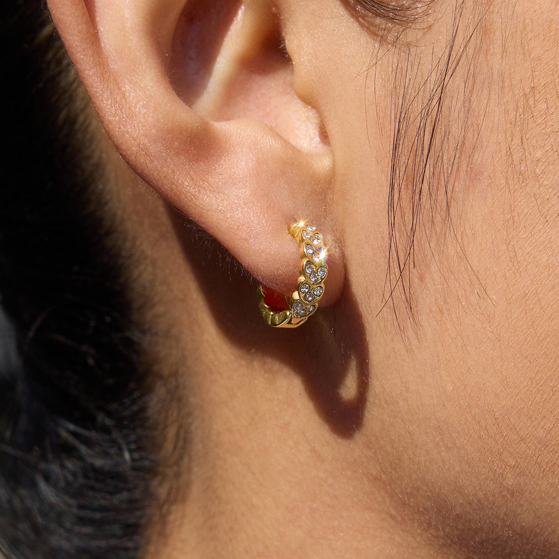 18K Gold Daily Luxe Small Hoop Huggie Earrings Ear Cuffs Stack