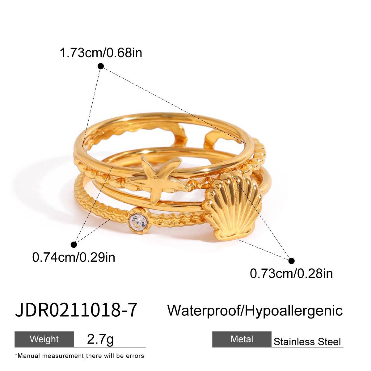 18K Gold Goddess Glow Four Leaf Clover Stacking Rings Set