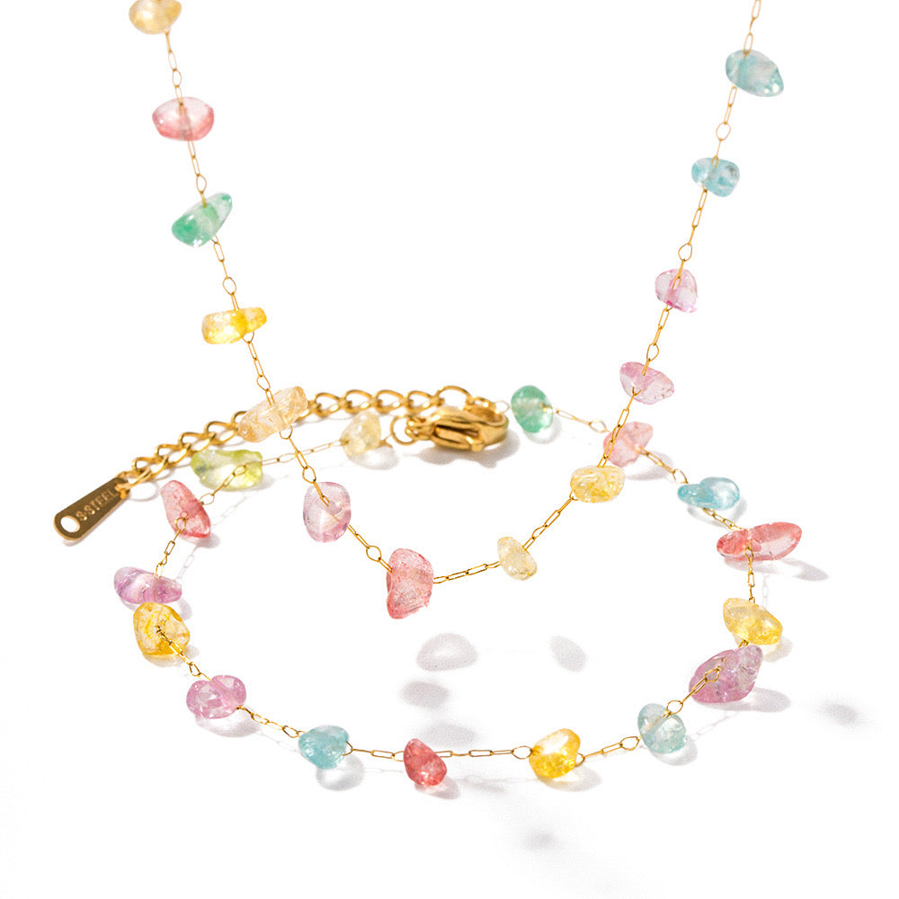 18K Gold Gemstone Crystal Bracelet