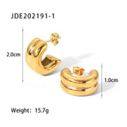 18K Gold Ribbed Chunky Huggie Earrings