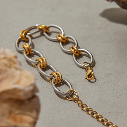 18K Gold and Silver Two Tone Duality Chain Bracelet Stack