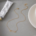 18K Gold Safety Pin Pendant Dainty Chain Layered Necklace Set