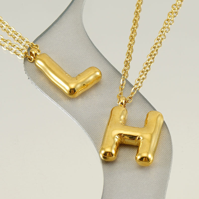 18K Gold Balloon Initial Pendant Necklace