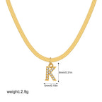 18K Gold Minimalist Glam Herringbone Chain Initial Dainty Necklace