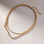 18K Gold Beaded Chain Layered Necklace