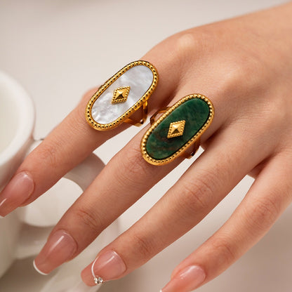 18K Gold Vintage Inspired Gemstone Statement Ring