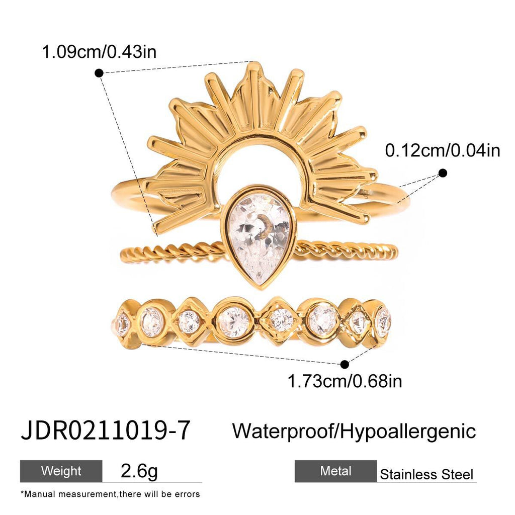 18K Gold Goddess Glow Four Leaf Clover Stacking Rings Set