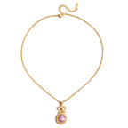 18K Gold Pink Majesty Bow Pendant Necklace