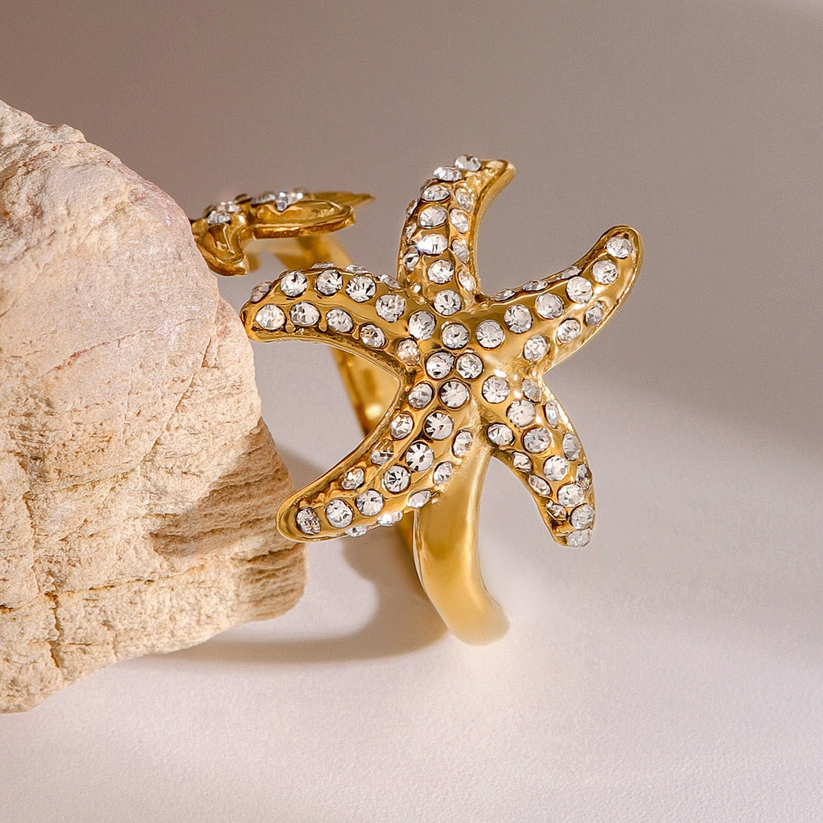 18K Gold Bling Starfish Statement Ring