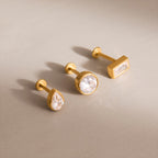 18K Gold Everyday Icons Flat Back Stud Nap Earrings Set