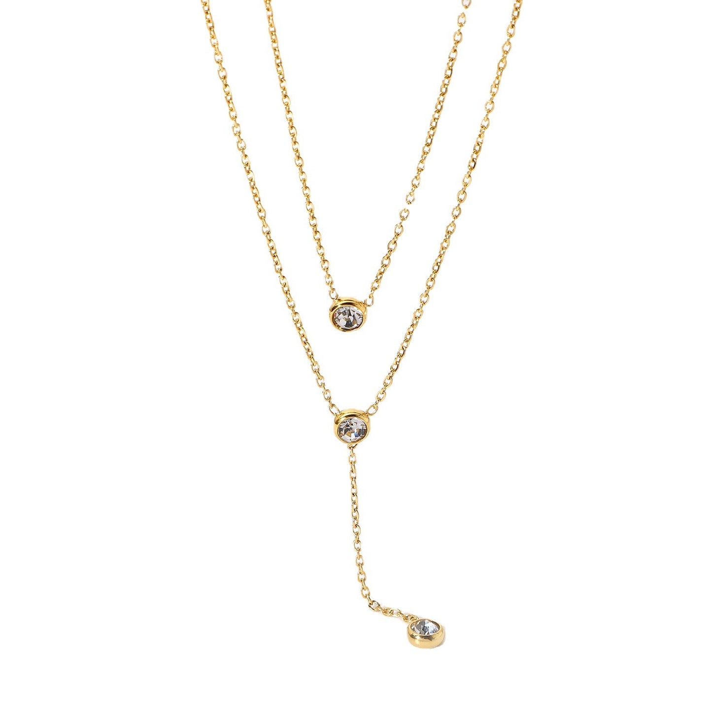 18K Gold Layered Lariat Necklace