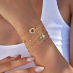 18K Gold Sweet Spark Dainty Chain Color Gem Bracelet Stack