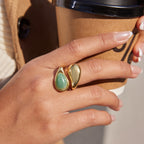 18K Gold Modern Royalty Gemstone Pearl Statement Ring