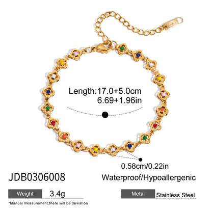 18K Gold Confetti Petal Link Flower Chain Necklace Jewelry Set