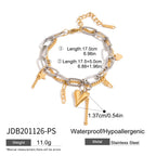 18K Gold Heart Charm Paperclip Chain Bracelet