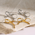 18K Gold Snake Chain Ribbon Bow Cute Stud Earrings