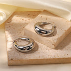 18K Gold Thick Huggie Small Hoop Earrings