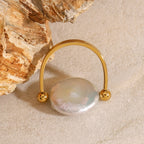 18K Gold Rotating Baroque Pearl Statement Ring