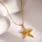 18K Gold Ocean Swirl Starfish Stud Earrings