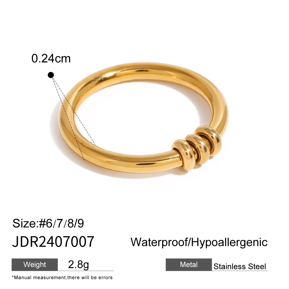 18K Gold Pink Princess Statement Stacking Rings