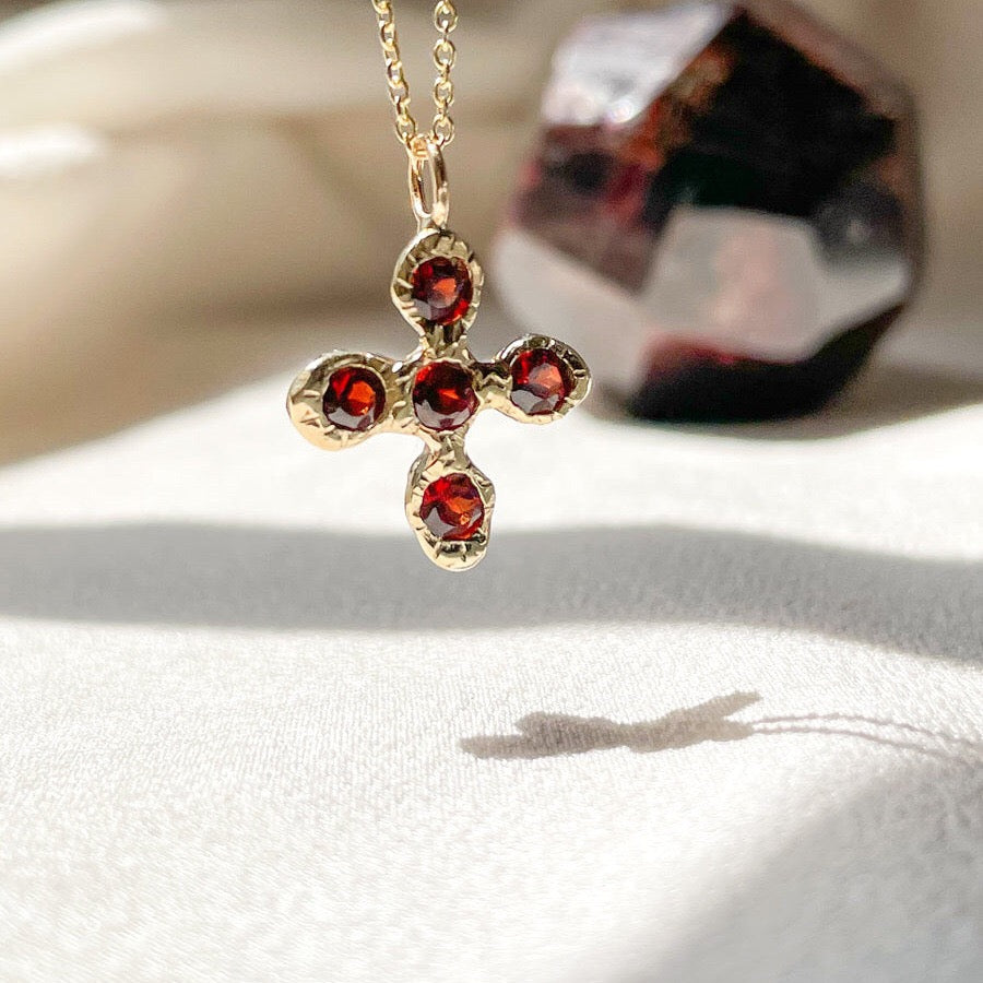 18K Gold Bling Cross Pendant Necklace