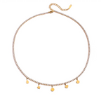 18K Gold Guiding Star Y Shape Heart Tennis Paperclip Chain Layered Necklace Set
