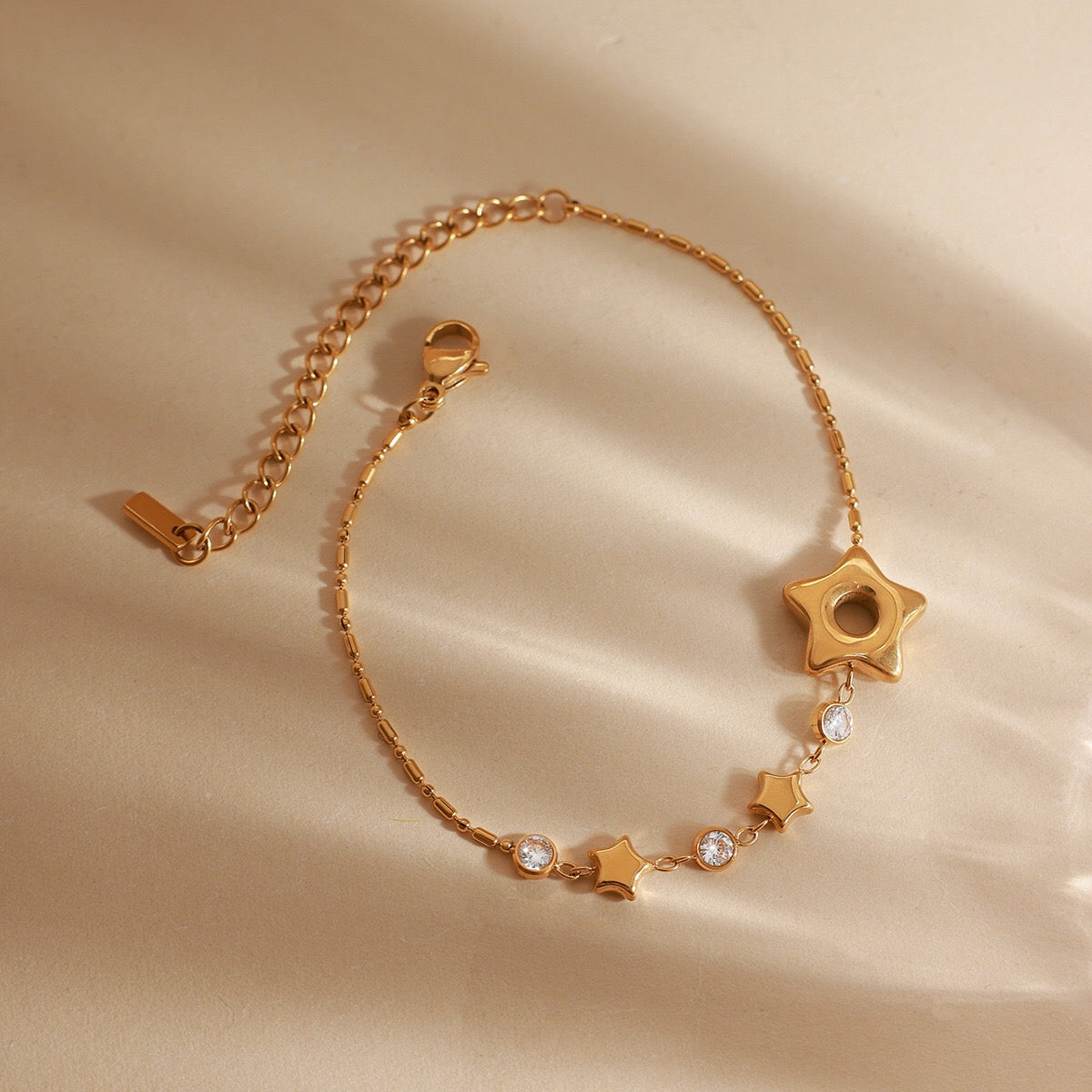 18K Gold Starlight Dainty Chain Tennis Bracelet Stack