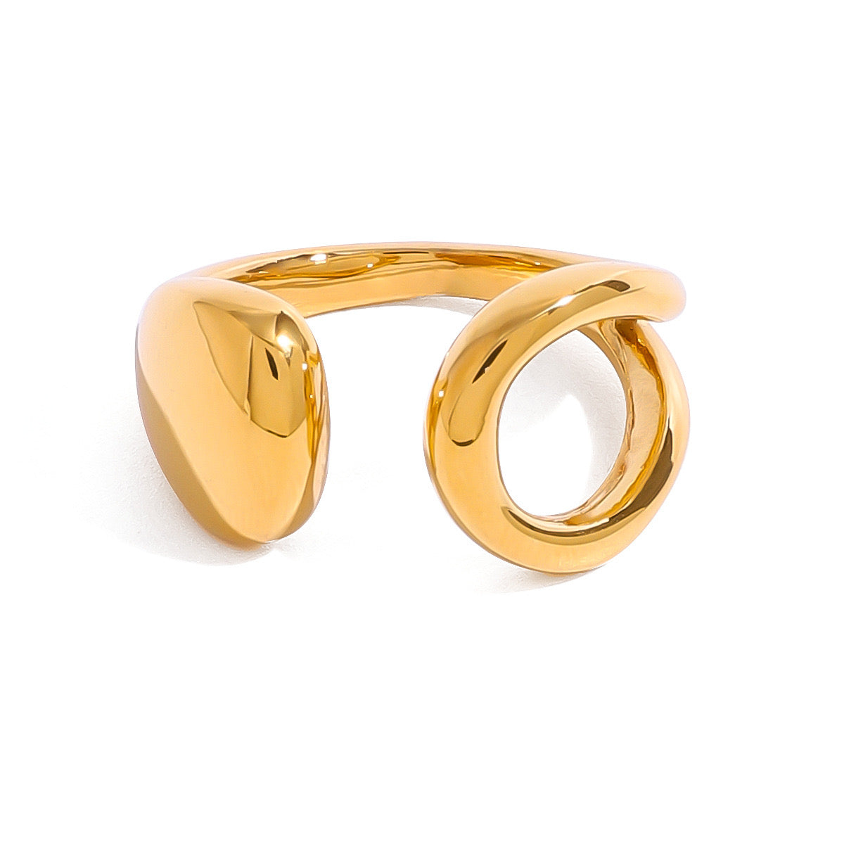 18K Gold Smooth Geometric Statement Cuff Ring