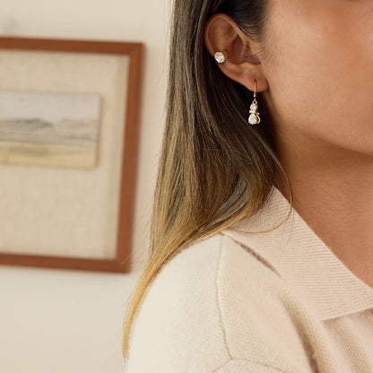 18K Gold Gala Sparkle Drop Dangle Earrings Ear Cuff Stack