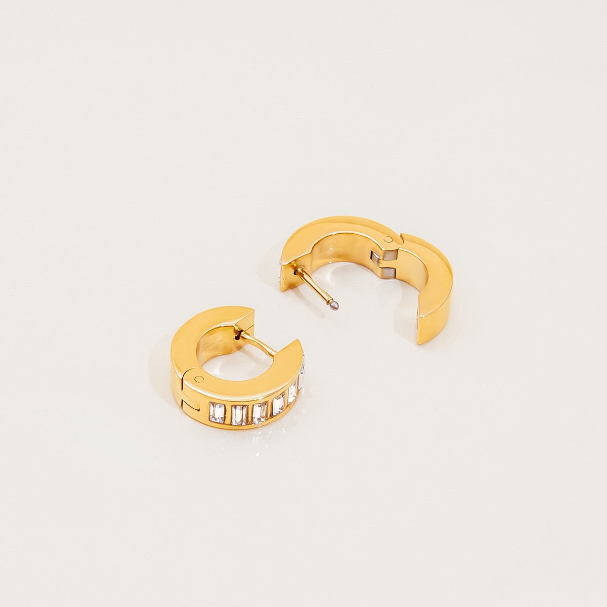 18K Gold Temptation Bling Small Hoop Huggie Earrings