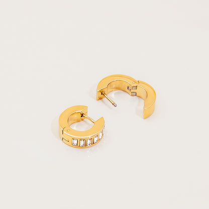 18K Gold Temptation Bling Small Hoop Huggie Earrings