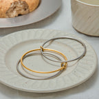 18K Gold and Silver Two Tone Connected Silm Bangle Bracelets Stack