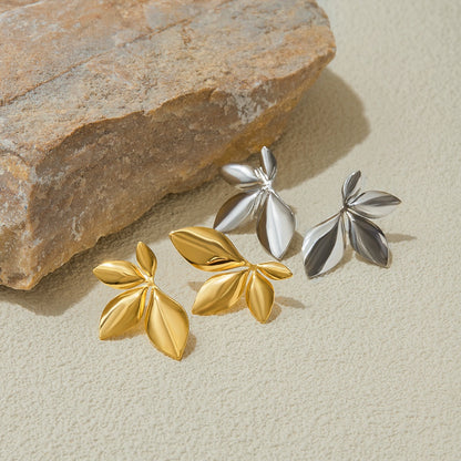 18K Gold Lush Flower Statement Stud Earrings