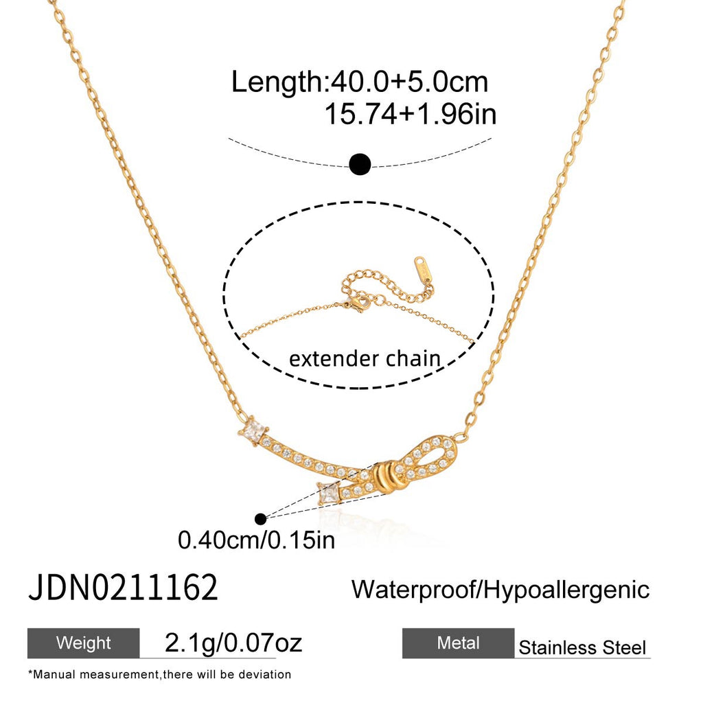 18K Gold The Promise Knot Pave Dainty Pendant Necklace