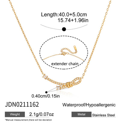 18K Gold The Promise Knot Pave Dainty Pendant Necklace