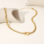 14K Gold Cuban Link Heart Necklace