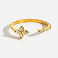 18K Gold Clover Kiss Dainty Stacking Cuff Ring