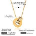 18K Gold Together Two Ring Connected Dainty Pendant Necklace