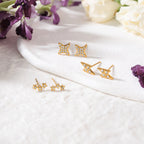 18K Gold Dainty Starry Studs Cartilage Earrings Set