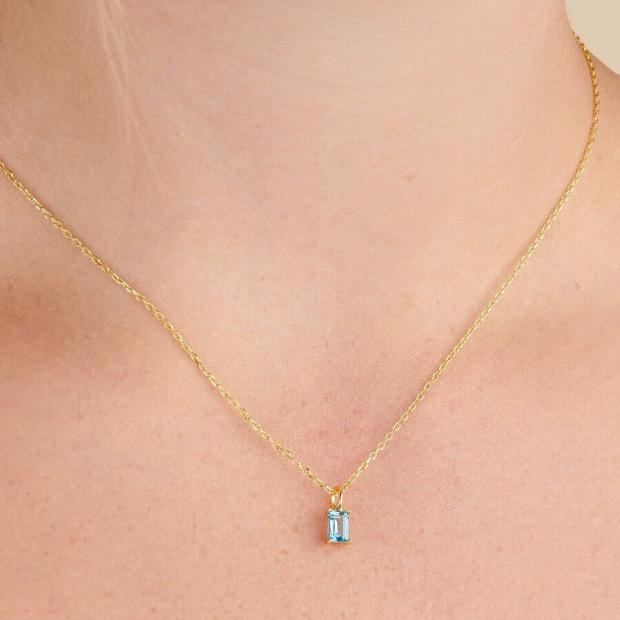 18K Gold Minimalist Birthstone Necklace