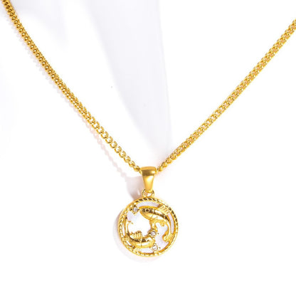 18K Gold Zodiac Astrology Sign Pendant Necklace