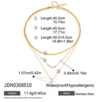 18K Gold Starry Jewel Herringbone Snake Chain Layered Necklace Set