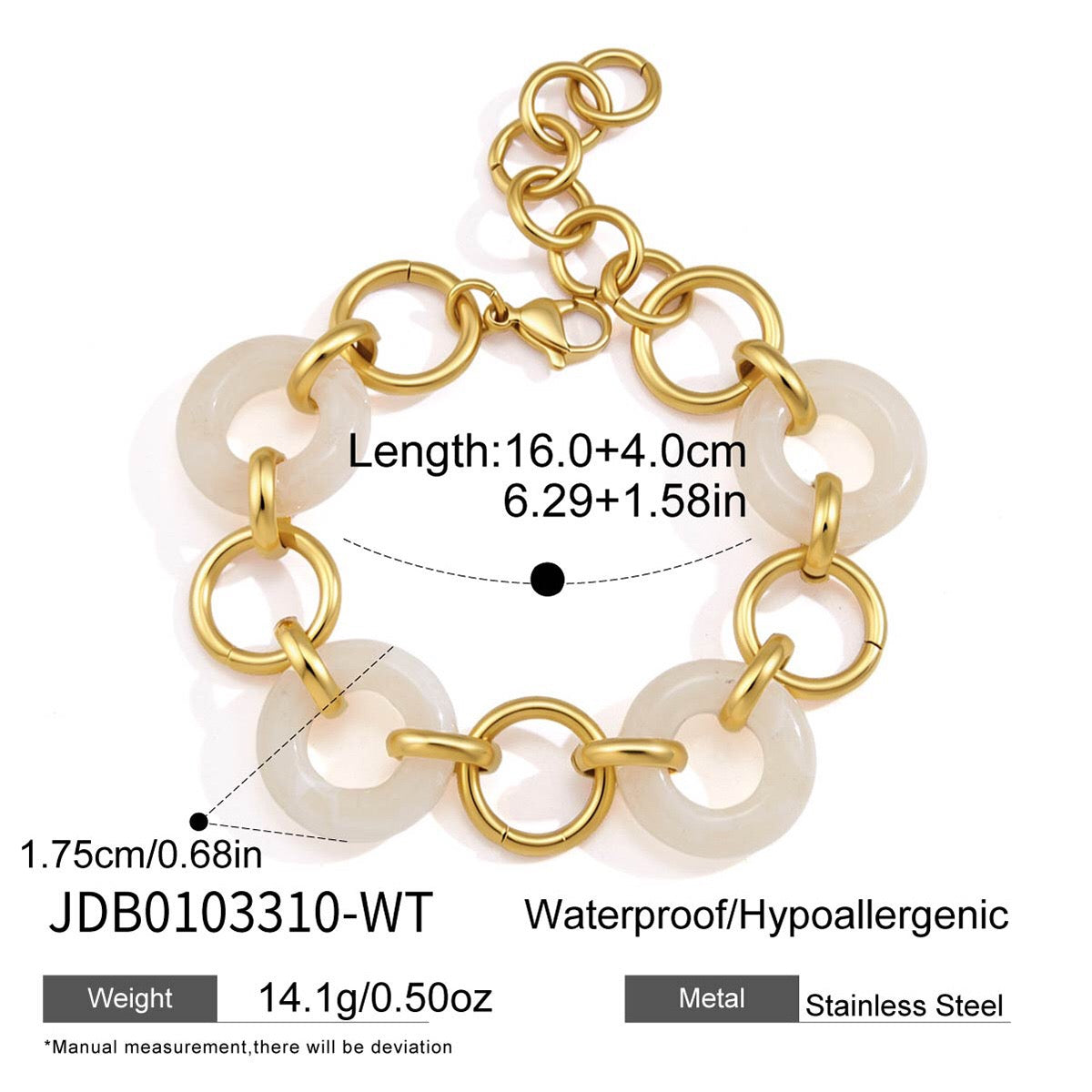 18K Gold Aura Loop Circle Chain Statement Bracelet