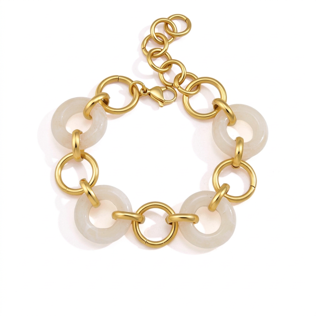 18K Gold Aura Loop Circle Chain Statement Bracelet