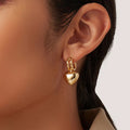 18K Gold Heartbreaker Sliding Heart Dangle Hoop Earrings
