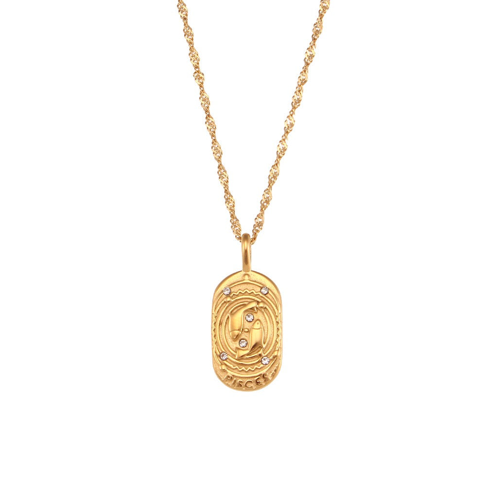 18K Gold Starry Zodiac Pendant Necklace