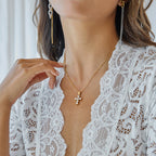 18K Gold Faith Minimalist Bling Cross Pendant Necklace