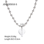 18K Gold Clear Jelly Heart Pendant Beaded Ball Chain Necklace